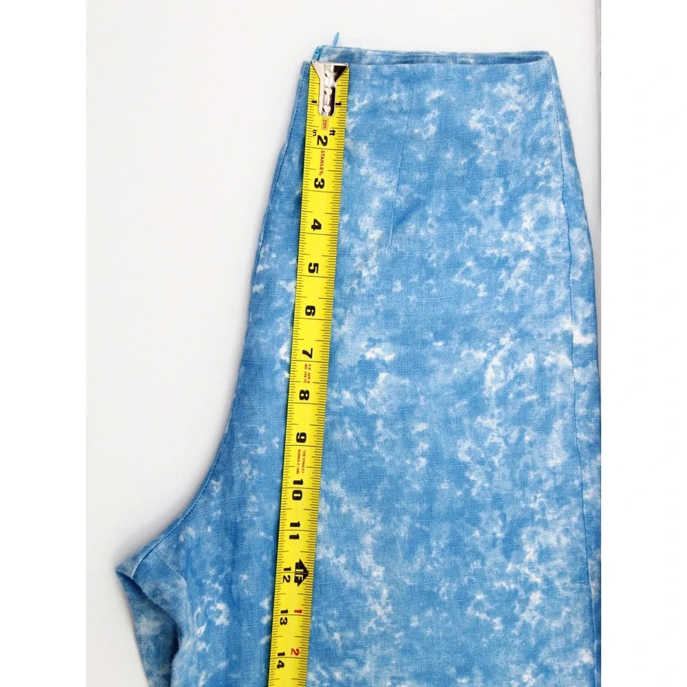 Reformation Linen Pants size 0 Blue White High Waist Straight Leg